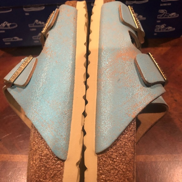Birkenstock Arizona metallic aqua 6 medium new - Picture 4 of 6